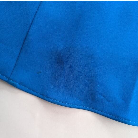 Badgley Mischka Odessa Split Front Crepe Gown V-Neck Puff Sleeves Blue Size 0 - Picture 13 of 15